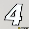 Number sticker holographic white silver edging 4 cm