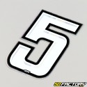 Number sticker holographic white silver edging 5 cm