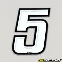 Number sticker holographic white silver edging 5 cm