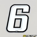 Number sticker holographic white silver edging 6 cm