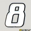 Number sticker holographic white silver edging 8 cm