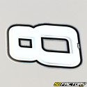 Number sticker holographic white silver edging 8 cm