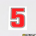 Sticker number 5 red 6.3 cm