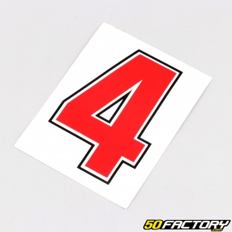 Sticker number 4 red 6.3 cm