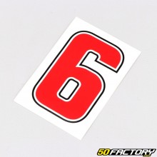 Sticker number 6 red 6.3 cm