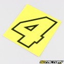 Número do adesivo 4 amarelo fluorescente borda preta 10 cm