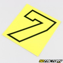 Sticker numéro 7 jaune fluo liseret noir 10 cm