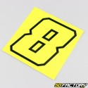 Número do adesivo 8 amarelo fluorescente borda preta 10 cm
