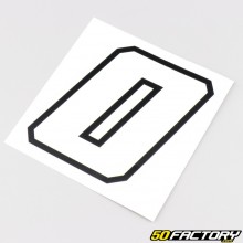 Pegatina sticker número 0 blanco borde negro 10 cm