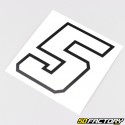 Sticker number 5 white edging black 10 cm