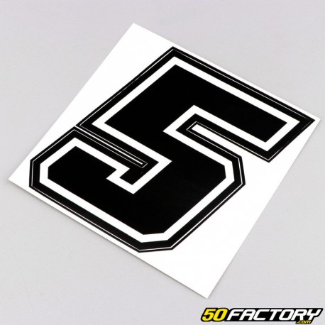 Sticker number 5 black edging white 10 cm