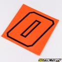 Sticker number 0 neon red edging black 10 cm