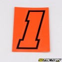 Sticker number 1 neon red edging black 10 cm