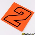 Sticker number 2 neon red edging black 10 cm