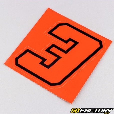 Sticker number 3 neon red edging black 10 cm