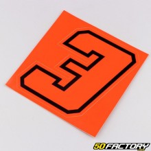 Sticker number 3 fluo red black edging 10 cm