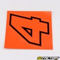 Sticker number 4 neon red edging black 10 cm