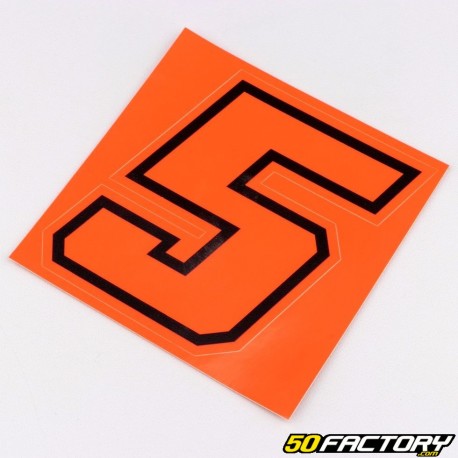 Sticker number 5 neon red edging black 10 cm