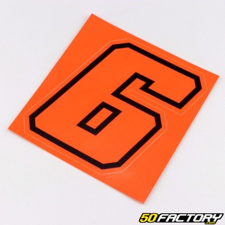 Sticker number 6 neon red edging black 10 cm