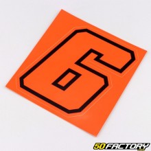 Sticker number 6 fluo red black edging 10 cm