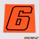 Sticker number 6 neon red edging black 10 cm