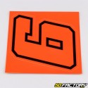 Sticker number 6 neon red edging black 10 cm