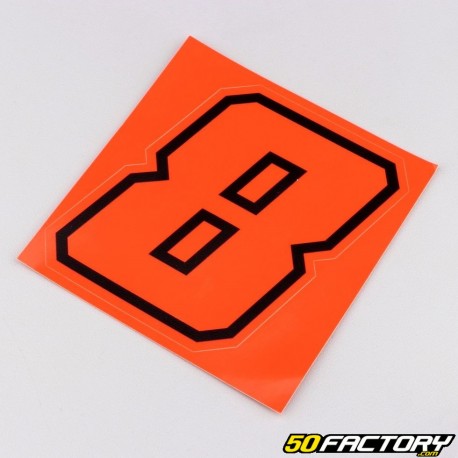 Sticker number 8 neon red edging black 10 cm