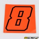 Sticker number 8 neon red edging black 10 cm