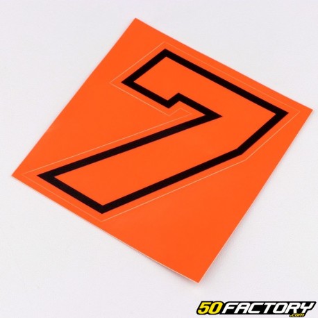 Sticker number 7 neon red edging black 10 cm