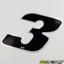 Black holographic number 3 cm sticker