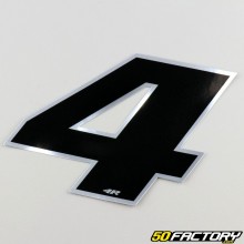 Black holographic number 4 cm sticker