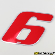 Sticker number 6 holographic red 13 cm