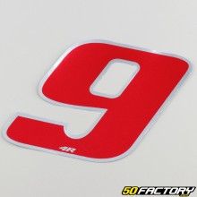 Sticker number 9 holographic red 13 cm