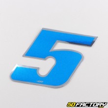 Sticker number 5 holographic blue 6.5 cm