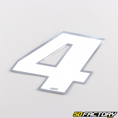 4 cm holographic white number sticker