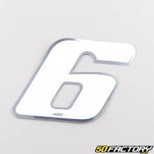 Sticker number 6 holographic white 6.5 cm