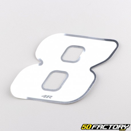 8 cm holographic white number sticker