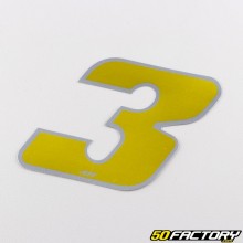 Sticker number 3 holographic gold 6.5 cm