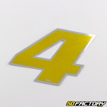 Sticker number 4 holographic gold 6.5 cm