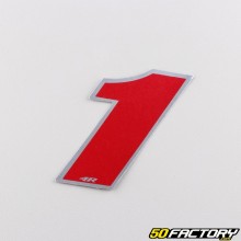 Sticker number 1 holographic red 6.5 cm
