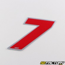 Sticker number 7 holographic red 6.5 cm