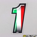 Italian tricolor number sticker 1 cm