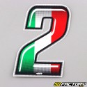 Sticker numéro 2 tricolore Italie 10 cm