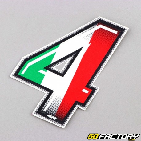 Italian tricolor number sticker 4 cm