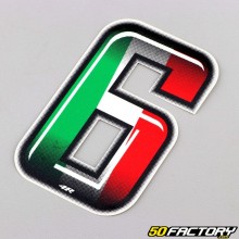 Sticker number 6 tricolor Italy 10 cm