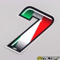 Italian tricolor number sticker 7 cm