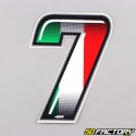 Italian tricolor number sticker 7 cm