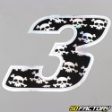 Black Holographic Skulls Number Sticker 3 cm