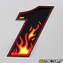 Sticker number 1 black flames 13 cm