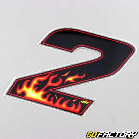 Sticker number 2 black flames 13 cm